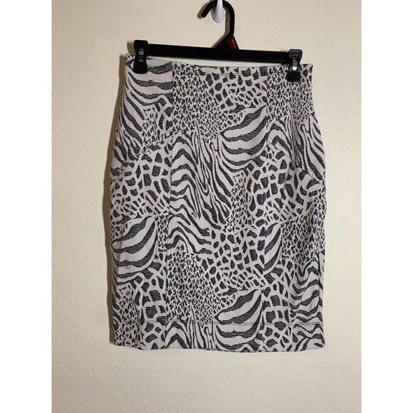 I Love Ronson Skirt Animal Print Y2K Pencil Business Casual Black White Sz Small - Picture 1 of 5